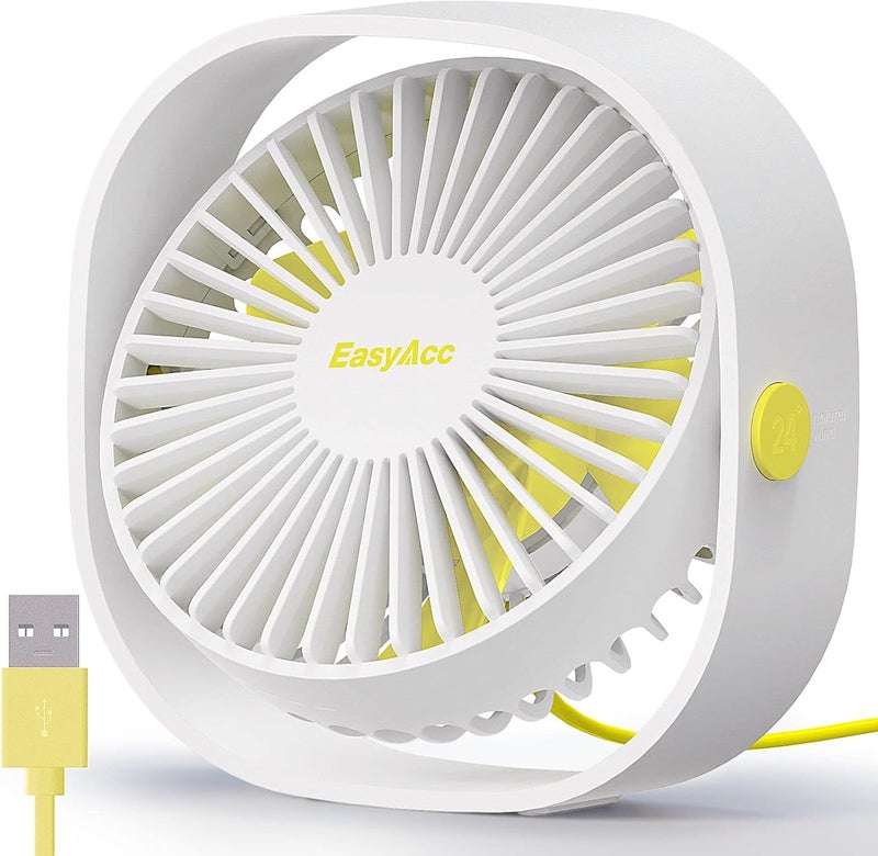 EasyAcc USB Small Desk Fan, Slumber Pod Fan [360°Rotatable Head &Powerful ] 3 Speeds Portable Personal Table Travel Fan for Sleeping Desk Cruise Ship Dorm Bedroom Office Office (No Battery) - Image 1